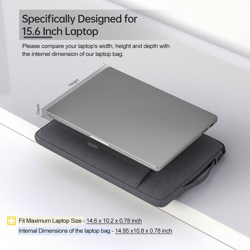 iKammo 15.6 Inch Laptop Sleeve for Dell Inspiron 15, HP Pavilion, Acer Aspire/Chromebook, ASUS VivoBook Go, HP Lenovo Samsung Laptop Notebook Case, Space Grey - Image 2